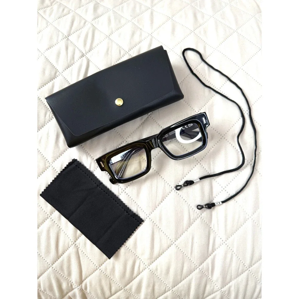 Black Crystal Cross Decor Fashion Glasses Rectangular Clear Lens